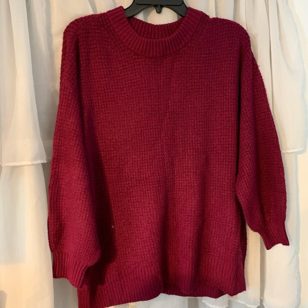 AE American Eagle Burgundy Oversized Sweater